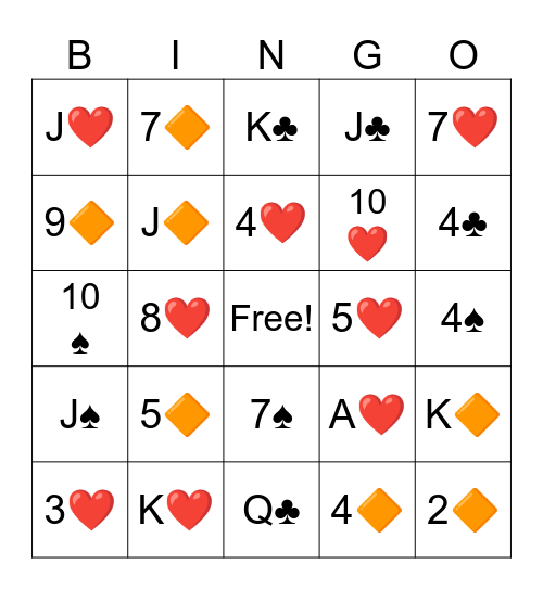 Joker Poker Bingo Card