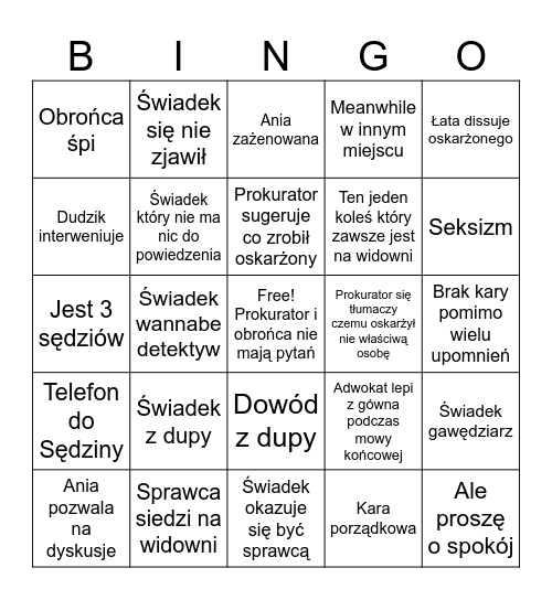Sędzia Anna Maria Wesołowska Bingo Card