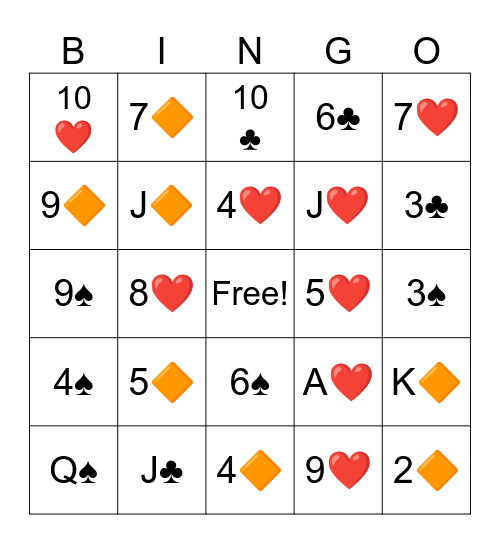 Poker Bingo Card