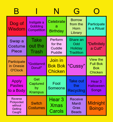 ALLIDAY CHAOS Bingo Card