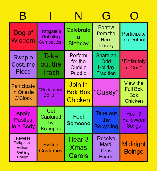 ALLIDAY CHAOS Bingo Card