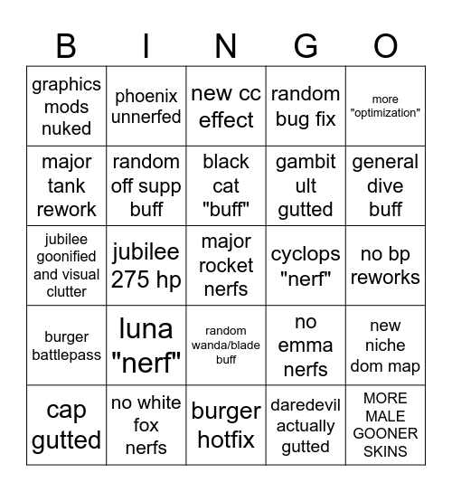 rivals szn 9 bingo Card