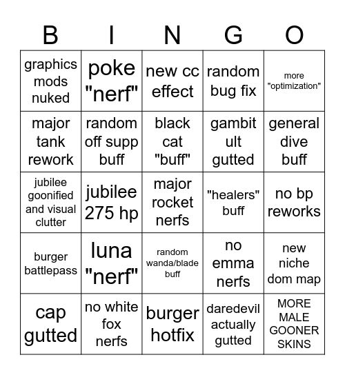 rivals szn 9 bingo Card