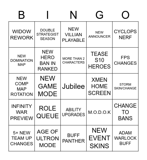s9 predictions Bingo Card