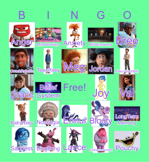 Inside Out Bingo Card