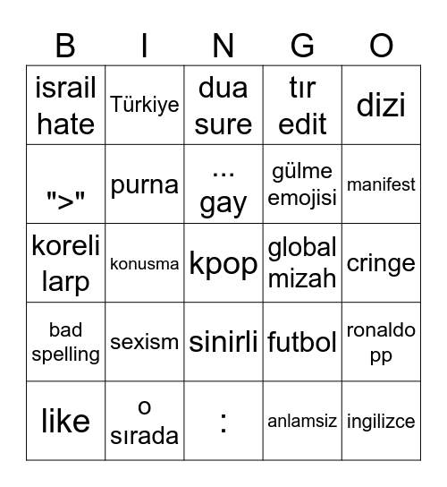 dumb kids Bingo Card