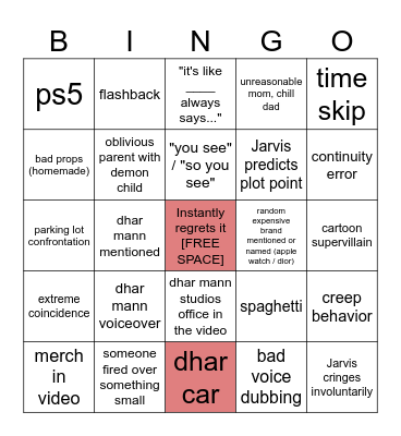 Dhar Mann Bingo v4 Bingo Card