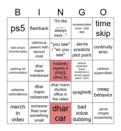 Dhar Mann Bingo v4 Bingo Card