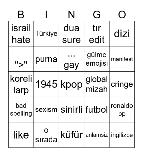 dumb kids Bingo Card