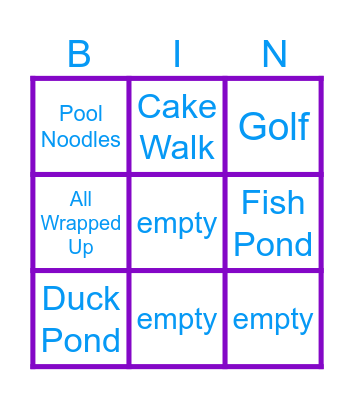 family fun day Bingo Card