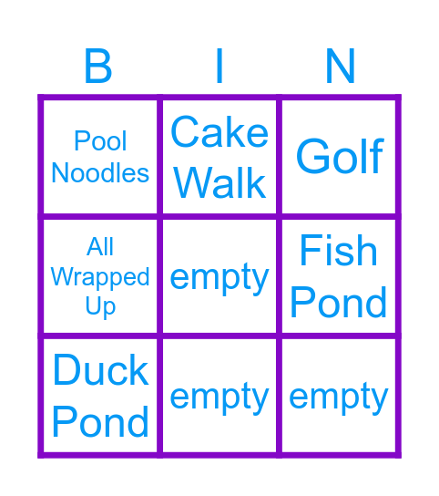 family fun day Bingo Card