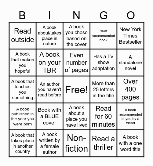 VPL Summer Reading BINGO v2 Bingo Card