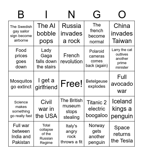 2026 Bingo Card