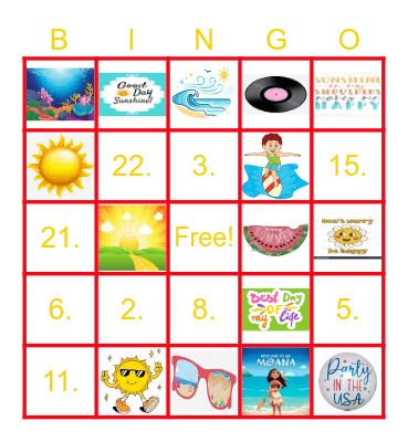 Summer Music Bingo Card
