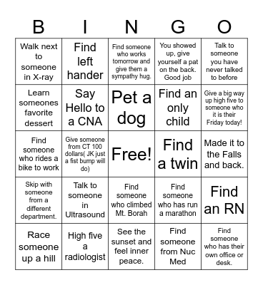 Rad Fun Walk Bingo Card