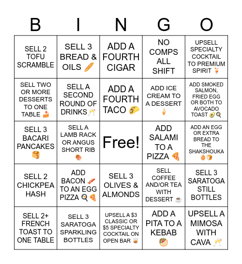 BACARI BH BINGO!! Bingo Card