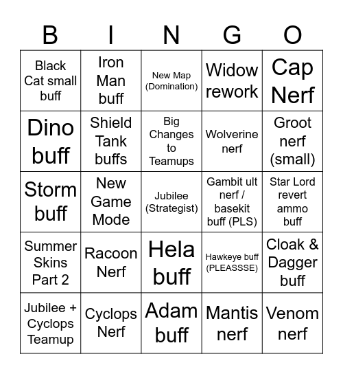 S9 Bingo Card