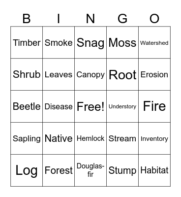 Forestry BINGO Card
