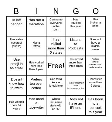 Bingo & Bites Bingo Card