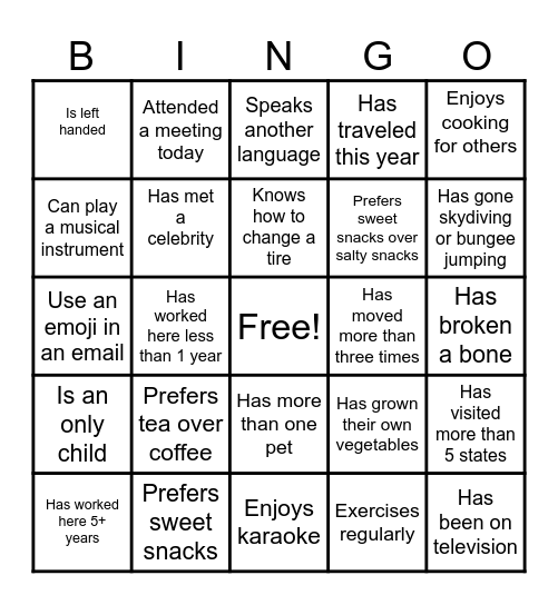 Bingo & Bites Bingo Card