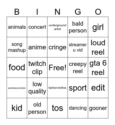 ig reels bingo Card