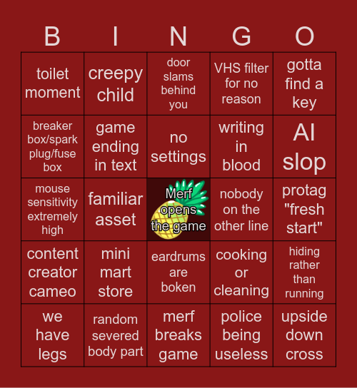 Merf's itch.io 300 follower bingo! Bingo Card