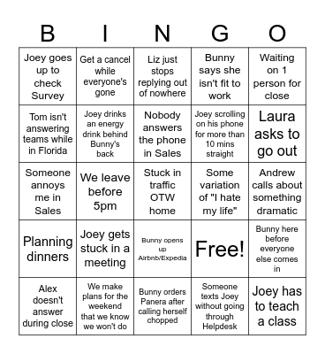 Day at ISI Bingo Card