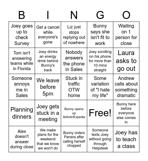 Day at ISI Bingo Card