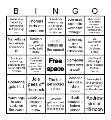 Edisto Beach trip 2026 Bingo Card