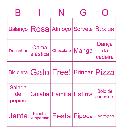 7 anos da Maitê Bingo Card