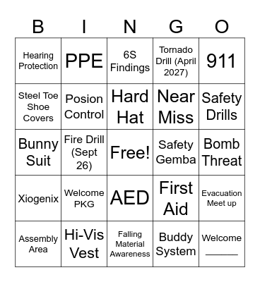 Safety Team Take Over Bingo Card