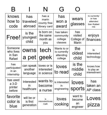 STEM Career Exploration Bingo Card