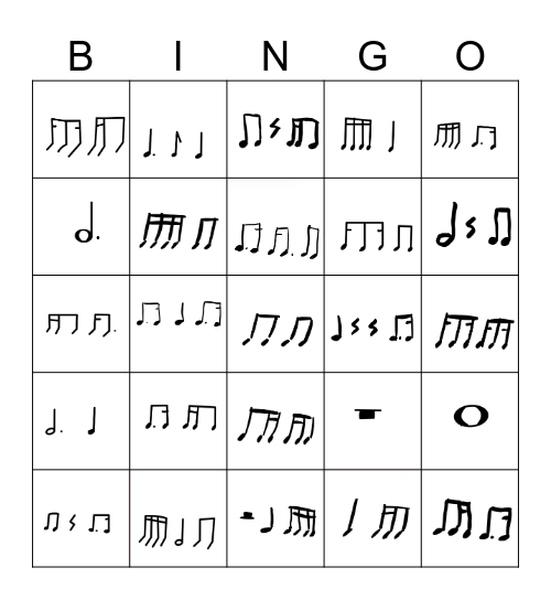 Rhythm Bingo Card