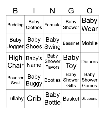 JESSICA'S BABY SHOWER BINGO Card