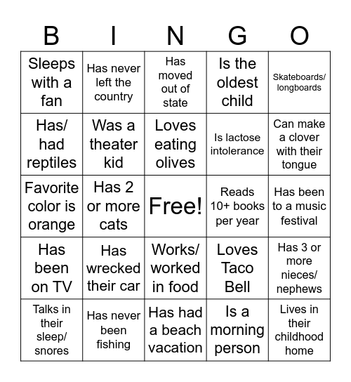 Find Someone Who... Bingo Card