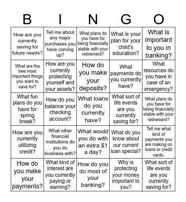 Week 2 Open Ended Questions Bingo Card