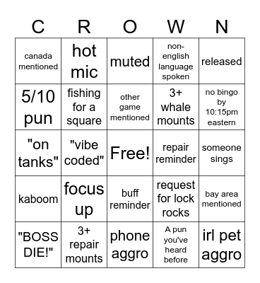 Crown of the Bingo Card