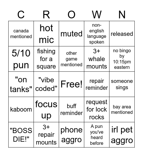 Crown of the Bingo Card