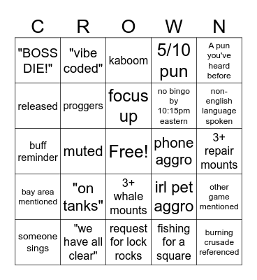 Crown of the Bingo Card