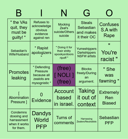 Ren Supporter Bingo Card