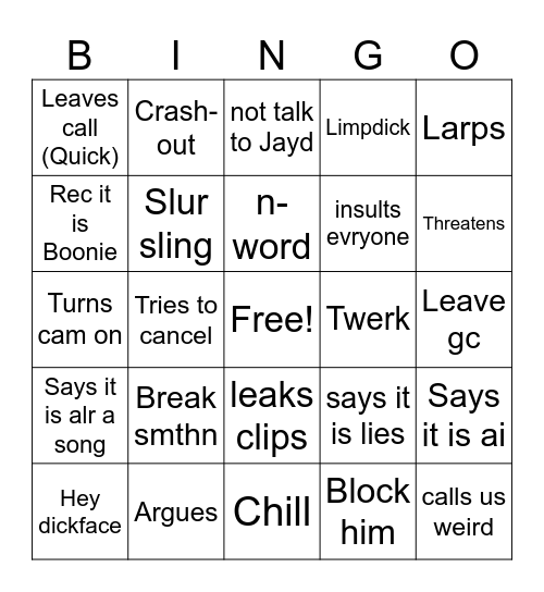 Rav Bingo Card