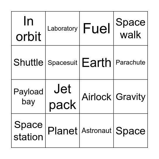 Living in Space Bingo Card