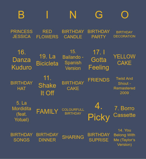 VALU’S BIRTHDAY Bingo Card