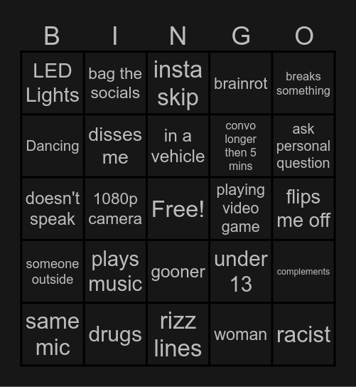 Omegle Bingo Card