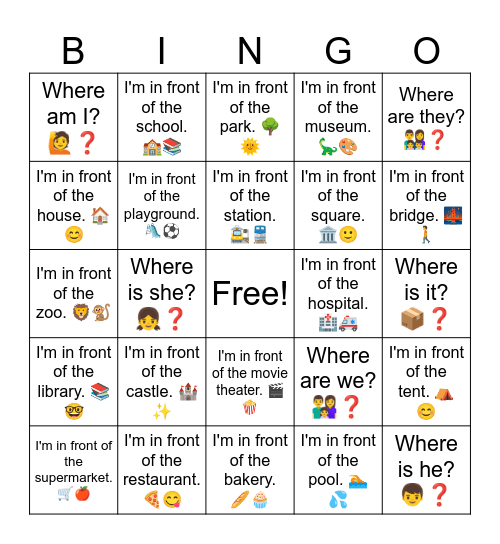 B4 L5 I'm in front of the tent. ⛺😊 Bingo Card