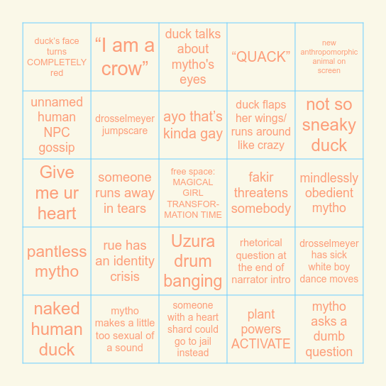 Princess Tutu Bingo S2 Bingo Card
