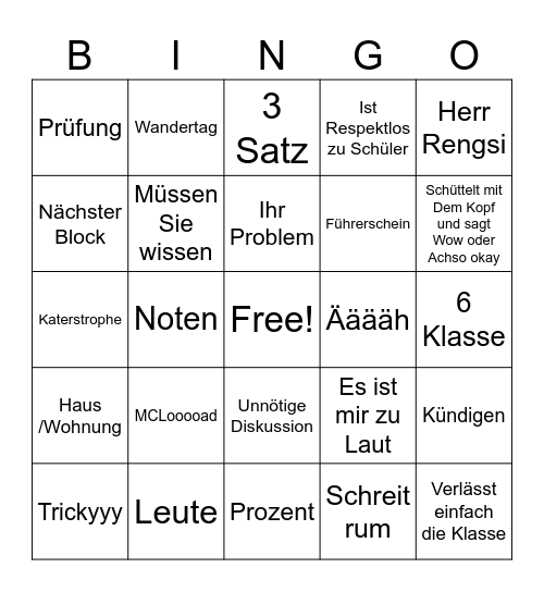 Bingo Bongo Bingo Card