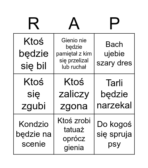 Rapstacja Bingo Card