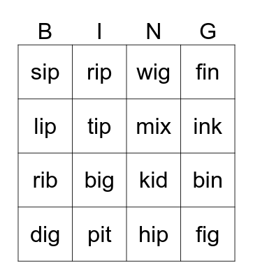 -i- Bingo Card