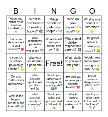 D1 L6 Questions Bingo Card